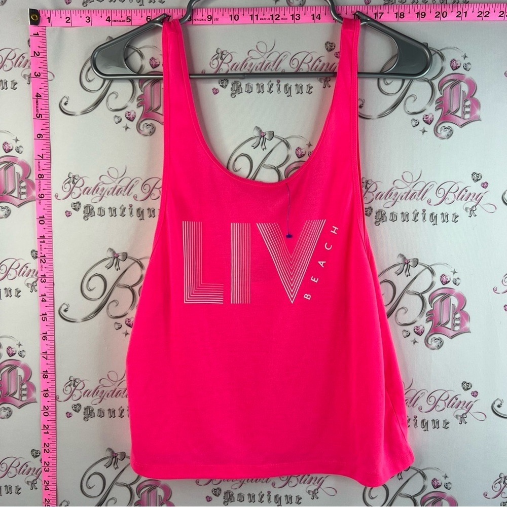 LIV tank top cropped neon bright pink Beach Women's Hot Pink Tank Top